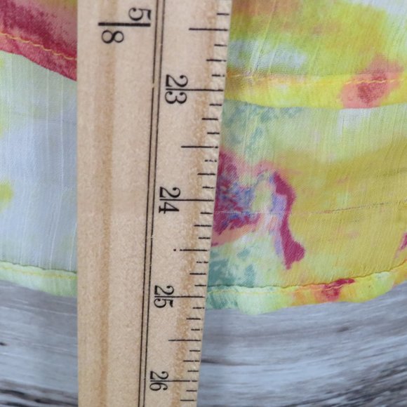 Tantrums* Women's 3/4 Sleeve V-Neck Curved Split End Hem Sheer Blouse~Size Small - Picture 9 of 10